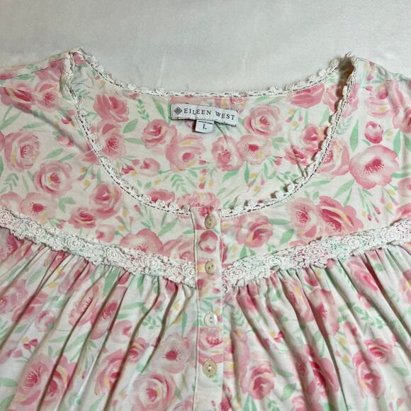 Eileen West Floral Cap Sleeve Modal Spandex Jersey Nightgown Size Large Boho - Picture 5 of 9